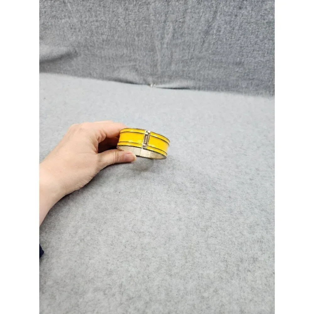 Yellow & Silver plate Hinged‎ Bangle Bracelet